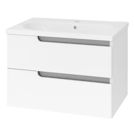 Piramida EURIDIKA fali fürdőszobabútor - műmárvány mosdóval -2 fiókos - 75 x 48 x 53 cm