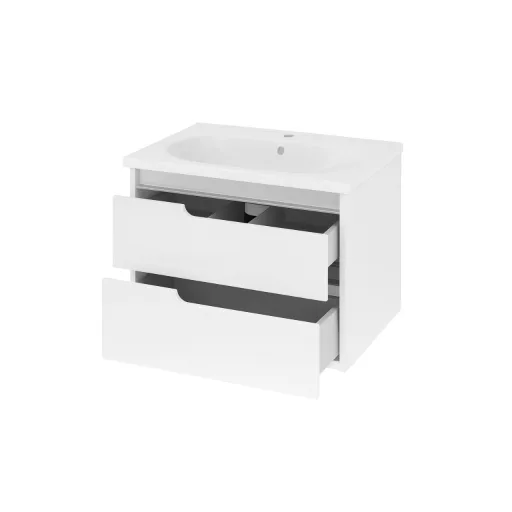 Piramida EURIDIKA fali fürdőszobabútor - műmárvány mosdóval -2 fiókos - 75 x 48 x 53 cm