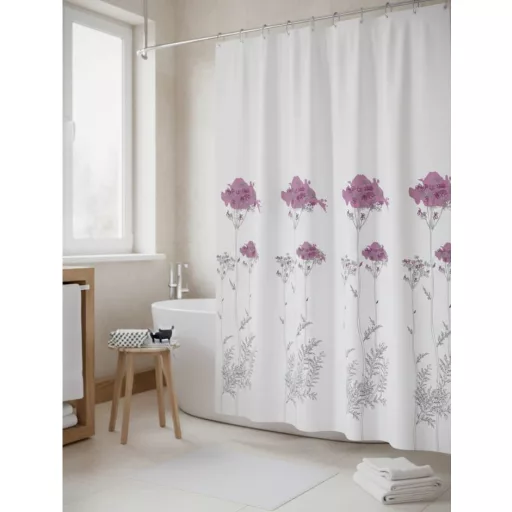 Zuhanyfüggöny - FLOWERS - Impregnált textil - 180 x 200 cm