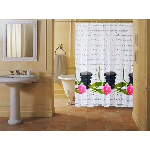 Zuhanyfüggöny - NEW ZEN STONES - Impregnált textil -180 x 200 cm