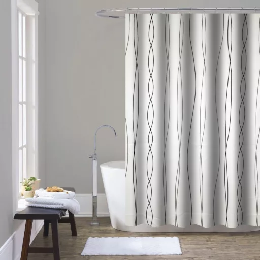 Zuhanyfüggöny - LINES - Impregnált textil - 180 x 200 cm