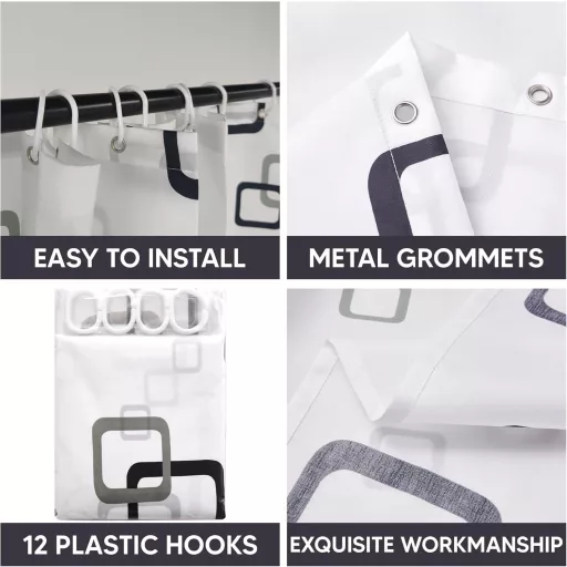 Zuhanyfüggöny - NEW GEOMETRY - Impregnált textil - 180 x 200 cm