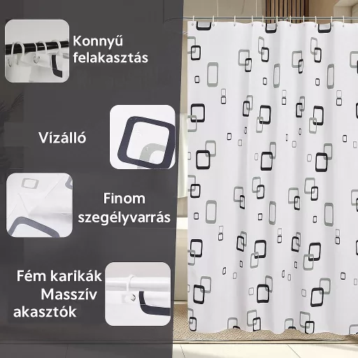 Zuhanyfüggöny - NEW GEOMETRY - Impregnált textil - 180 x 200 cm