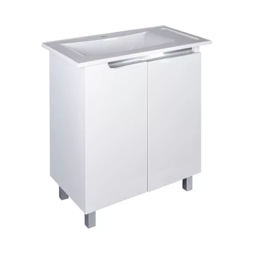 Piramida EURIDIKA fali /álló fürdőszobabútor - műmárvány mosdóval - 2 ajtós - 82 x 73 x 46 cm