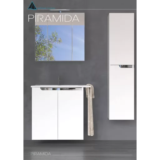 Piramida EURIDIKA fali /álló fürdőszobabútor - műmárvány mosdóval - 2 ajtós - 82 x 73 x 46 cm