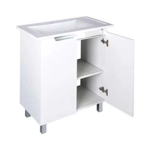 Piramida EURIDIKA fali /álló fürdőszobabútor - műmárvány mosdóval - 2 ajtós - 82 x 73 x 46 cm