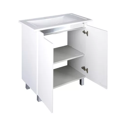 Piramida EURIDIKA fali /álló fürdőszobabútor - műmárvány mosdóval - 2 ajtós - 82 x 73 x 46 cm