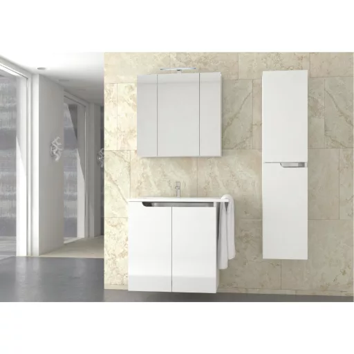 Piramida EURIDIKA fali /álló fürdőszobabútor - műmárvány mosdóval - 2 ajtós - 82 x 73 x 46 cm