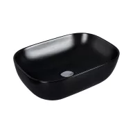   Eros SMILE 3 - PULTRA ültethető - Top Counter - porcelán mosdó - MATT FEKETE - 46,5 x 32,5 x 13 cm