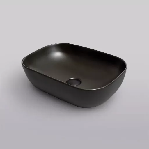 Eros SMILE 3 - PULTRA ültethető - Top Counter - porcelán mosdó - MATT FEKETE - 46,5 x 32,5 x 13 cm