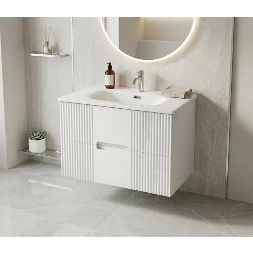 TMP MODENA 75 fali függesztett fürdőszobabútor - SKY E-8099-75 porcelán mosdóval - 75 x 46 x 55 cm
