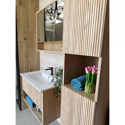 TMP SLIM STRIPE 60 fali függesztett fürdőszobabútor - SKY E-8099-60 porcelán mosdóval - 61 x 46 cm