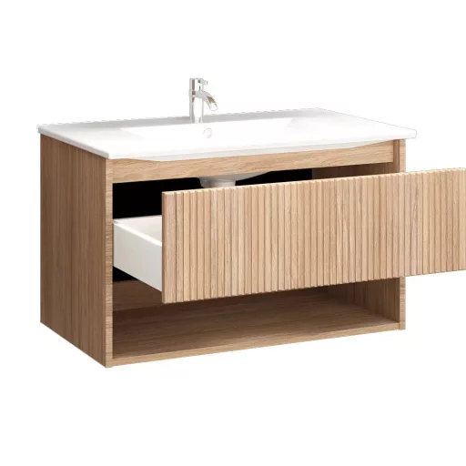 TMP SLIM STRIPE 75 fali függesztett fürdőszobabútor - SKY E-8099-75 porcelán mosdóval - 75 x 46 cm