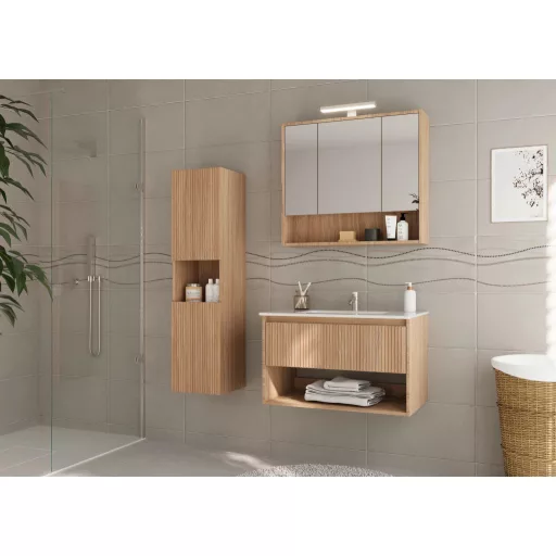 TMP SLIM STRIPE 75 fali függesztett fürdőszobabútor - SKY E-8099-75 porcelán mosdóval - 75 x 46 cm