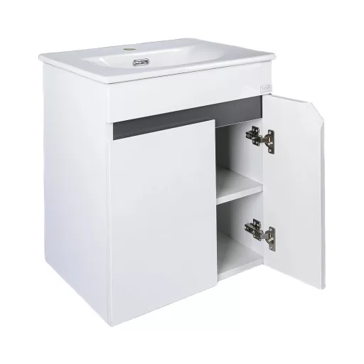 TMP VISION 50 fali függesztett fürdőszobai bútor - SKY 3 E-8099-50 porcelán mosdóval - 51 x 40 cm