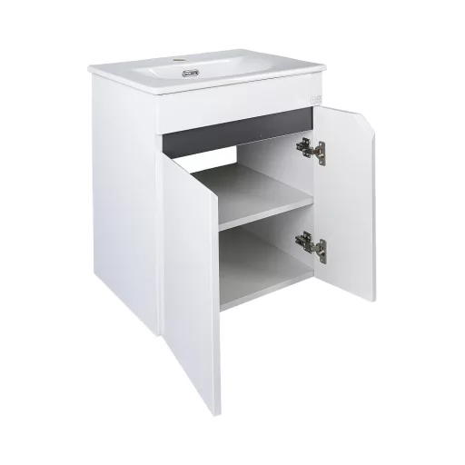 TMP VISION 50 fali függesztett fürdőszobai bútor - SKY 3 E-8099-50 porcelán mosdóval - 51 x 40 cm