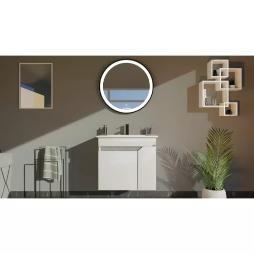 TMP VISION 50 fali függesztett fürdőszobai bútor - SKY 3 E-8099-50 porcelán mosdóval - 51 x 40 cm