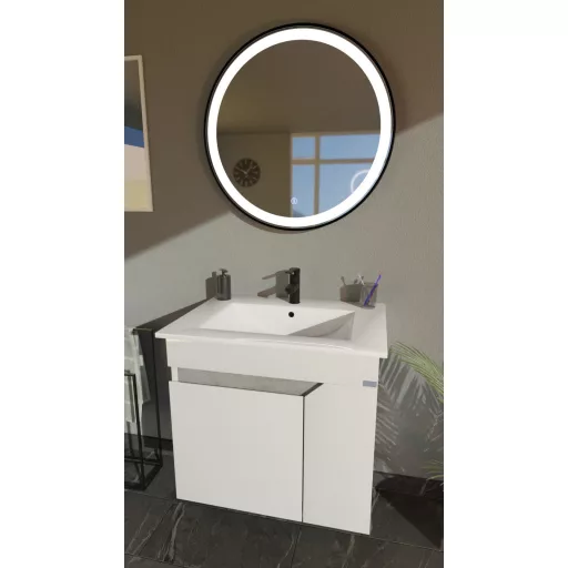 TMP VISION 50 fali függesztett fürdőszobai bútor - SKY 3 E-8099-50 porcelán mosdóval - 51 x 40 cm