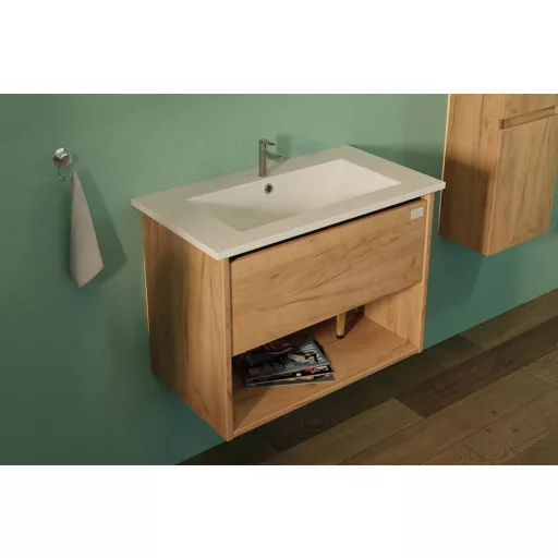 TMP NORD CRAFT 60 fali függesztett fürdőszobabútor - SKY E-8099-60 porcelán mosdóval- 61 x 46 cm