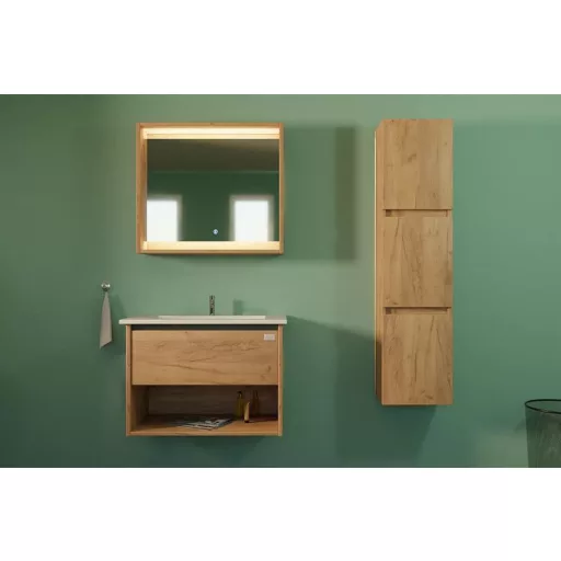 TMP NORD CRAFT 60 fali függesztett fürdőszobabútor - SKY E-8099-60 porcelán mosdóval- 61 x 46 cm