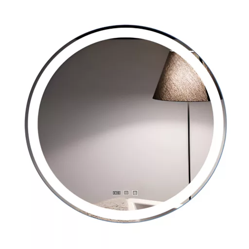 Viva AURA fürdőszoba tükör - érintőkapcsolós - páramenetesítős - órával - LED - KEREK - átmérő 60cm