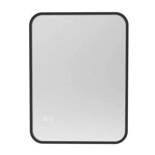 Viva AURA DELTA fürdőszoba tükör - érintőkapcsolóval - FEKETE - LED - SZÖGLETES - 60 x 65 cm