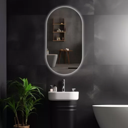 Viva AURA PINO 50 fürdőszoba tükör - érintésmentes - AMBIENT LED - OVÁLIS - ÁLLÓ - 50x90 cm