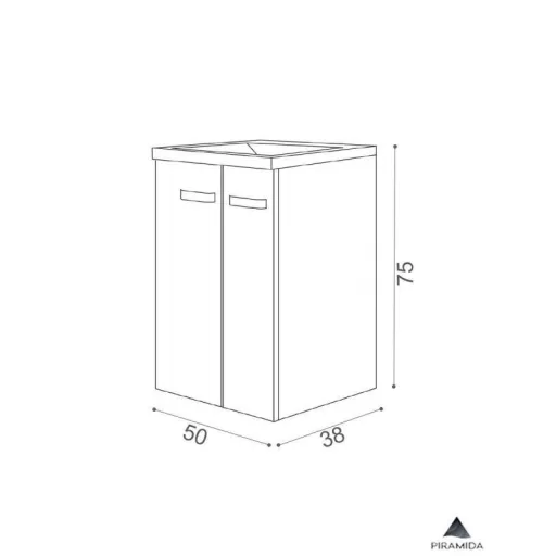 Piramida EURIDIKA 50L fali / álló fürdőszobabútor - műmárvány mosdóval - 50 x 75 x 38 cm