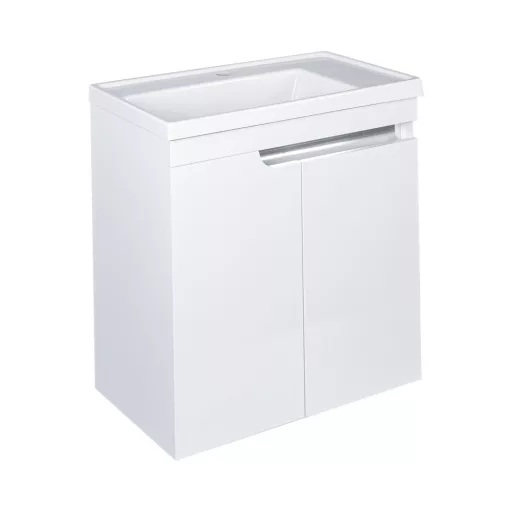 Piramida EURIDIKA 60 LH fali fürdőszobabútor - műmárvány mosdóval - 2 ajtós - 60 x 64 x 38 cm