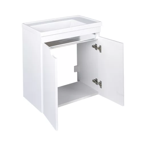 Piramida EURIDIKA 60 LH fali fürdőszobabútor - műmárvány mosdóval - 2 ajtós - 60 x 64 x 38 cm