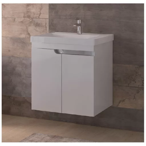 Piramida EURIDIKA 60 LH fali fürdőszobabútor - műmárvány mosdóval - 2 ajtós - 60 x 64 x 38 cm