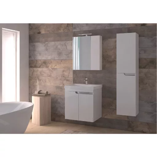 Piramida EURIDIKA 60 LH fali fürdőszobabútor - műmárvány mosdóval - 2 ajtós - 60 x 64 x 38 cm