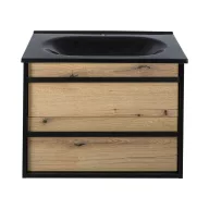   Piramida EURIDIKA OLIVA-FEKETE - fali fürdőszobabútor fekete mosdóval - 65 x 53 x 48 cm