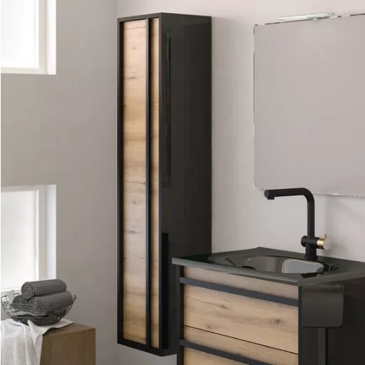 Piramida EURIDIKA OLIVA-FEKETE - fali fürdőszobabútor fekete mosdóval - 65 x 53 x 48 cm