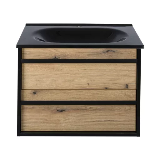 Piramida EURIDIKA OLIVA-FEKETE - fali fürdőszobabútor fekete mosdóval - 75 x 53 x 48 cm