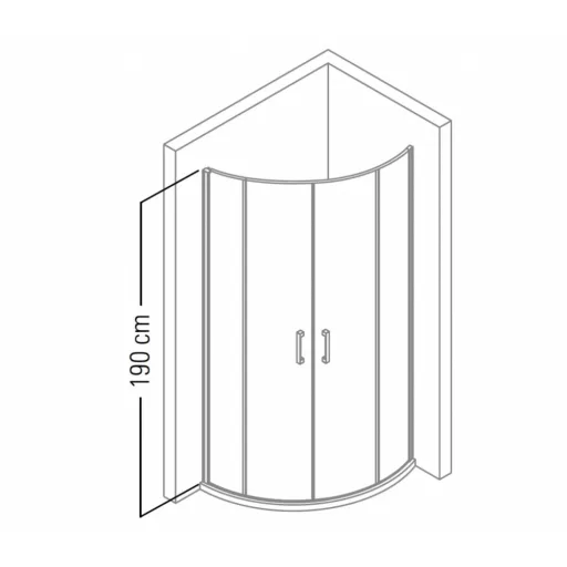 Vela Banyo TMP zuhanykabin - 90 ÍVES - 5 mm víztiszta vízlepergető üveggel - 90 x 90 x 190 cm