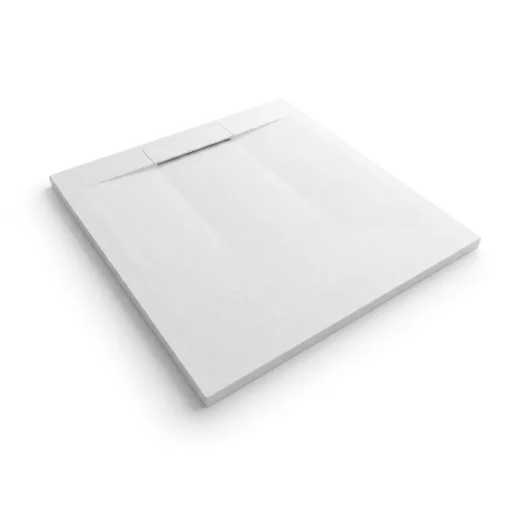 Zuhanytálca - kőhatású, strukturált pala - kompozit ásvány - Viva ES - matt fehér - 90 x 90 x 3 cm