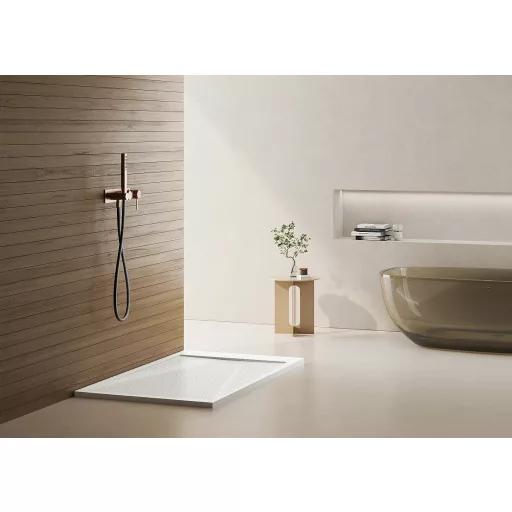 Zuhanytálca - kőhatású, strukturált pala - kompozit ásvány - Viva ES - matt fehér - 90 x 90 x 3 cm