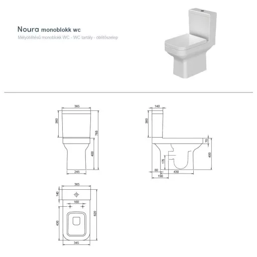 CeraStyle NOURA monoblokk WC - NEM FALIG érő talppal