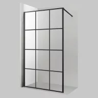   Viva AQUA Max WALK IN Zuhanyfal - FEKETE mintás - FEKETE profil - 8 mm NANO üveg - 90 x 200 cm