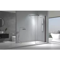   Viva AQUA Max WALK IN Zuhanyfal - FEKETE profil - 8 mm vízlepergető víztiszta üveg - 120 x 200 cm
