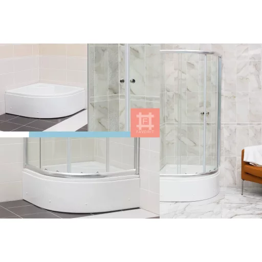 Favorit STEP MAGASÍTOTT zuhanytálca íves - szaniter akril - 90 x 90 x 32 cm