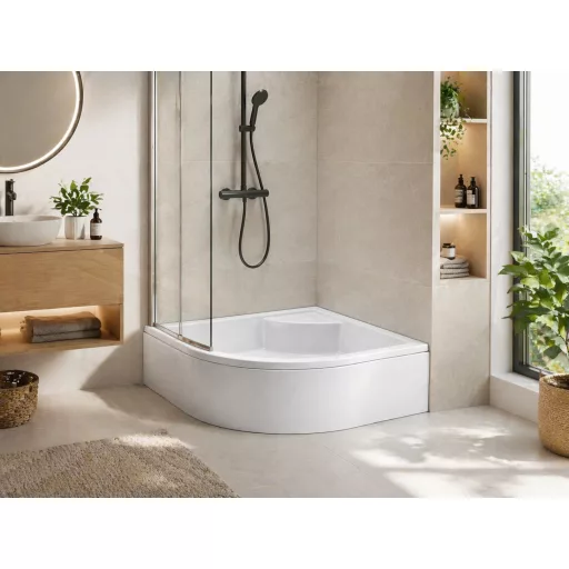 Favorit STEP MAGASÍTOTT zuhanytálca íves - szaniter akril - 90 x 90 x 32 cm