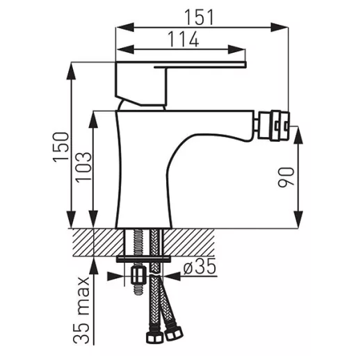Ferro ALGEO Bidécsaptelep, króm - leeresztő nélkül
