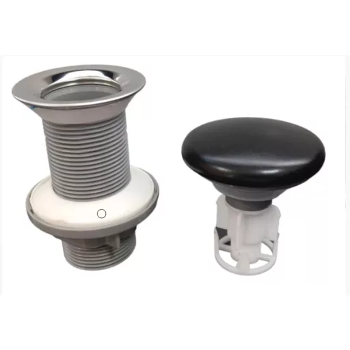 Klikk - klakk leeresztő - MATT FEKETE - porcelán - túlfolyó NÉLÜLI mosdókagylóhoz - 5/4" - Ø 73 mm