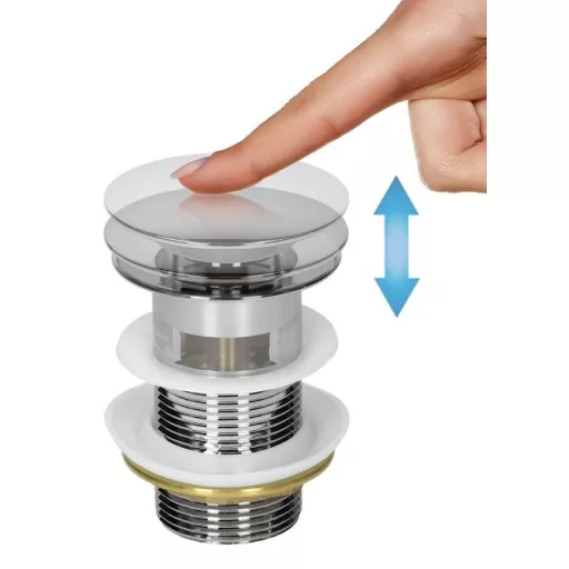 Klikk - klakk leeresztő - MATT FEKETE - porcelán - túlfolyó NÉLÜLI mosdókagylóhoz - 5/4" - Ø 73 mm