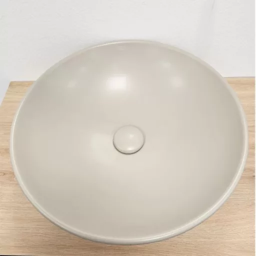 Klikk - klakk leeresztő - MATT BÉZS - porcelán- túlfolyó NÉLKÜLI mosdókagylóhoz- 5/4"- Ø 73 mm