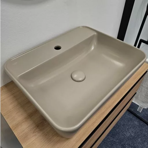 Klikk - klakk leeresztő - MATT BÉZS - porcelán- túlfolyó NÉLKÜLI mosdókagylóhoz- 5/4"- Ø 73 mm