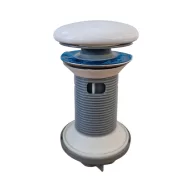   Klikk - klakk leeresztő - FÉNYES FEHÉR - porcelán - túlfolyós mosdókagylóhoz - 5/4" - Ø 73 mm