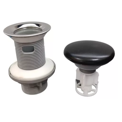 Klikk - klakk leeresztő - MATT FEKETE - porcelán - túlfolyós mosdókagylóhoz - 5/4" - Ø 73 mm